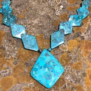 Jay King Sterling Turquoise Diamond Pendant Neckl